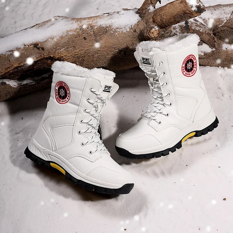 Designer-Damenstiefel, wasserdicht, Wanderstiefel für Schnee 2026, Winterstiefel, hoher Schaft, Schnürung, dicke Sohle, Outdoor-Trailstiefel_voghion.com