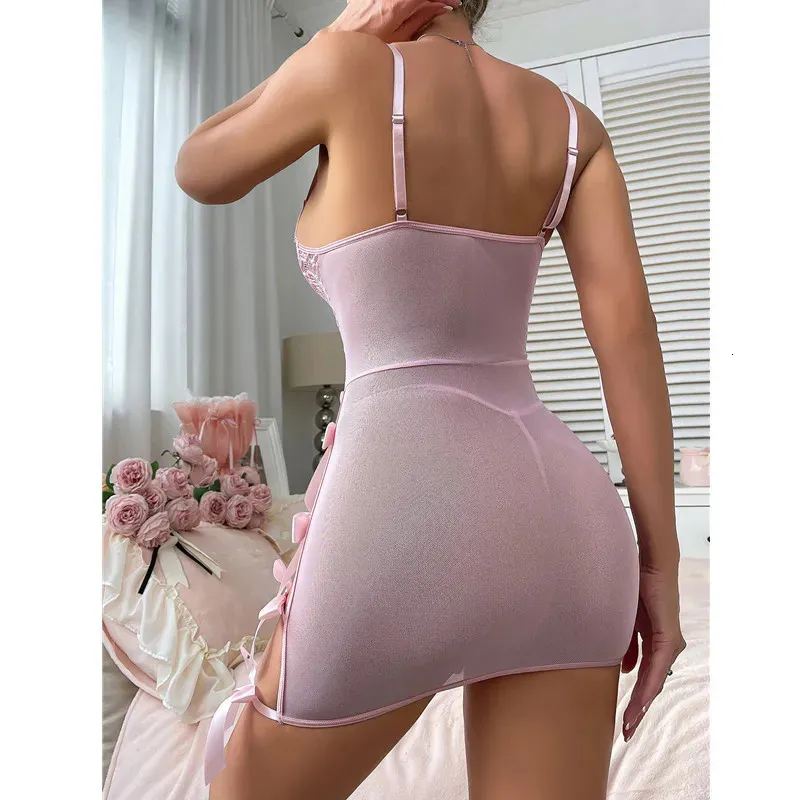 Bluelucon Intimo sexy da donna, perizoma in pizzo, body in peluche, pigiama da donna, con perizoma sexy, a, S