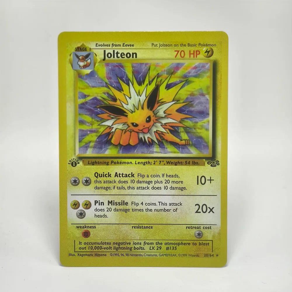 1999 jolteon pokemon card - 135/165 - Pokemon 151 - Reverse Foil Celebrate the incredible history of the TCG hobby by adding this Dark Jolteon 2000 Pokemon Team Rocket 1st Edition #38 PSA Authenticated 9 Card to your vault The Most Expensive Jolteon Pokemon