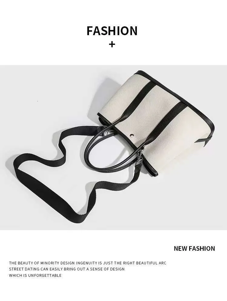 Canvas Patchwork Tote Bag Large Capacity Commuter Handbag Black_voghion.com