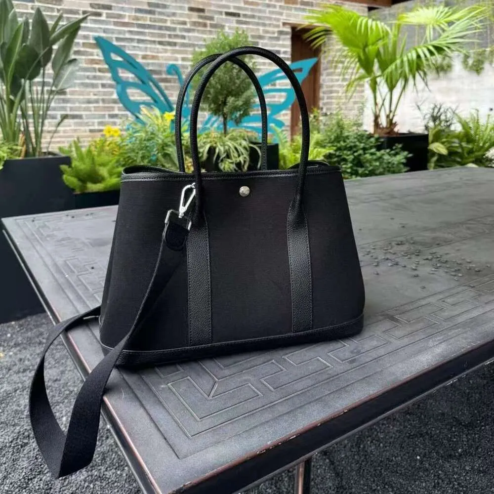 Canvas Patchwrk Tp Layer Cwhide Garden Large Capacity Clr Blck Handbag Mm Cmmuter Shpping Tte Wmen Bag N_voghion.com