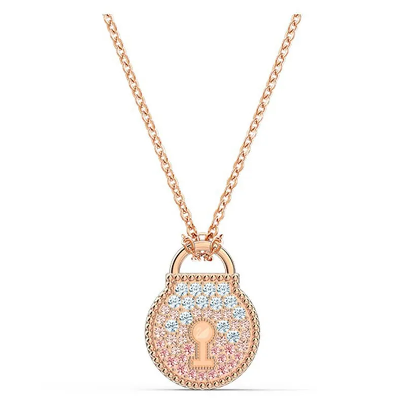 Exquisites doppelseitiges Halskettenset mit kleinem, diamantbesetztem Orchideenverschluss und bezaubernder Kristall-Schlüsselbeinkette für Mädchen, vielseitig einsetzbar_voghion.com