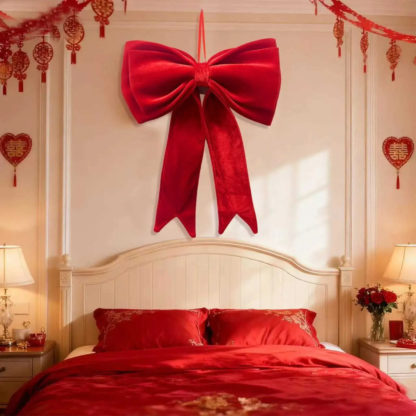 Velvet Christmas Door Bows 19x25 Inch Seasonal Hangable Holiday ...