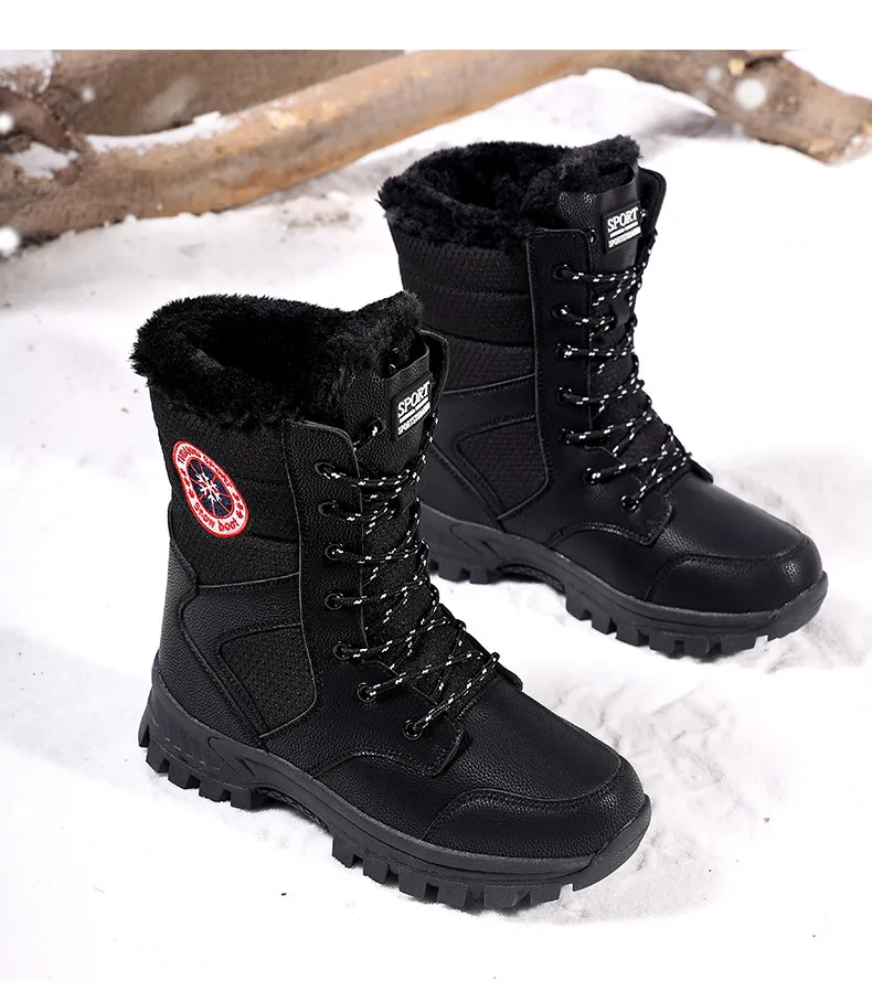 Designer-Damenstiefel, wasserdicht, Wanderstiefel für Schnee 2026, Winterstiefel, hoher Schaft, Schnürung, dicke Sohle, Outdoor-Trailstiefel_voghion.com