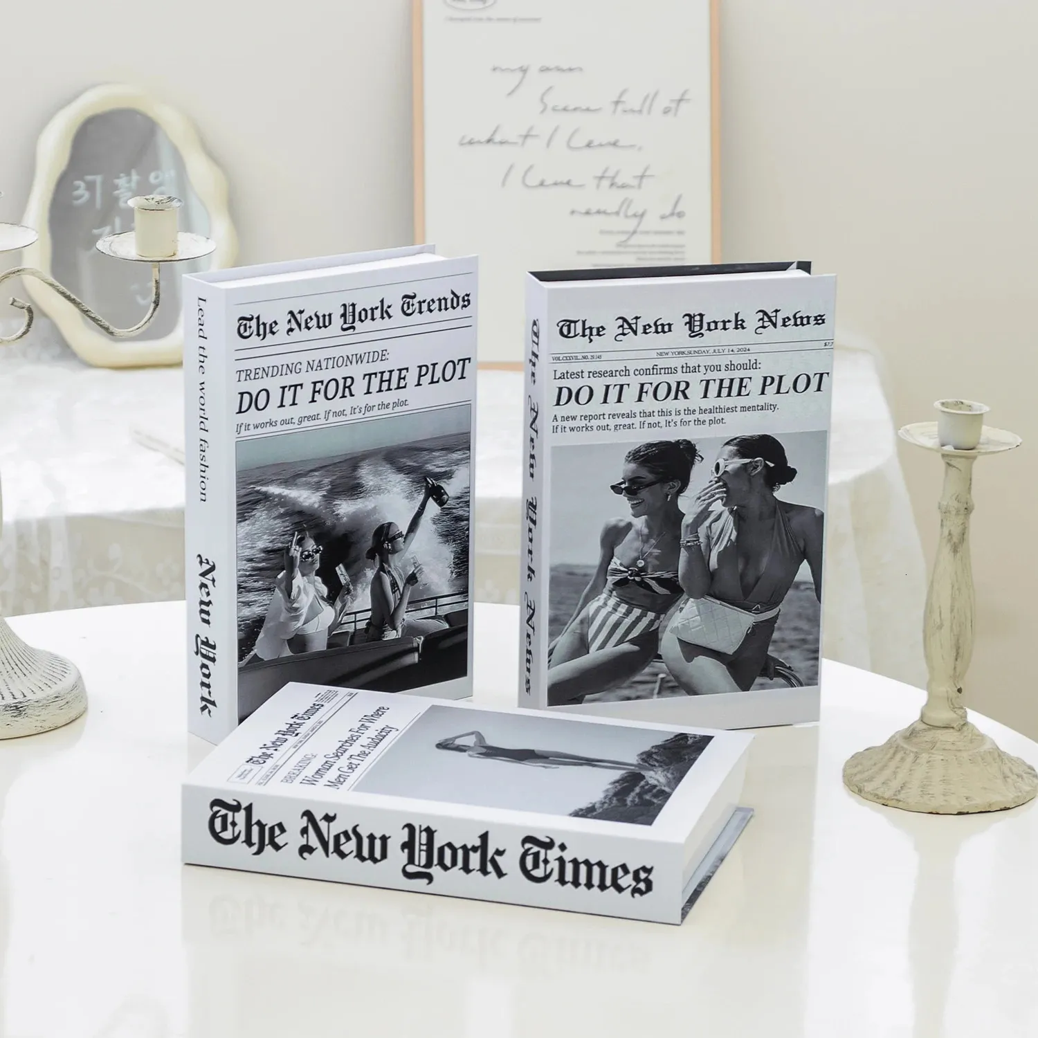 Fake Books Glass Remote Control Storage Box Coffee Table Office ...