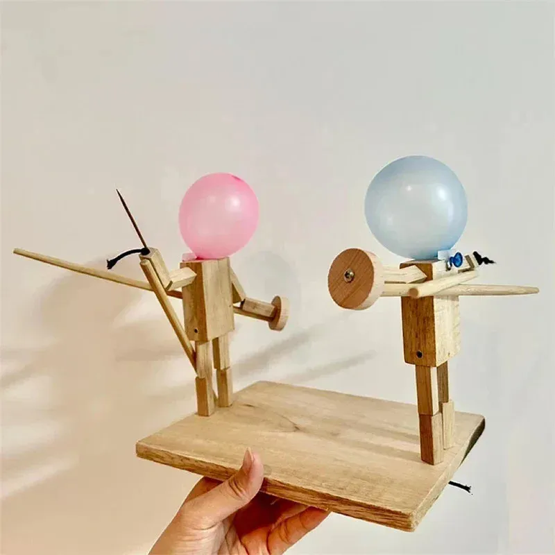 GFTCGK Juego De Lucha De Bambú Con Globos - Figuras De Madera Y 100 Globos, Juego De Mesa Estratégico Para 2 Jugadores, Ideal Para Fiestas Y Reuniones, Regalo Divertido