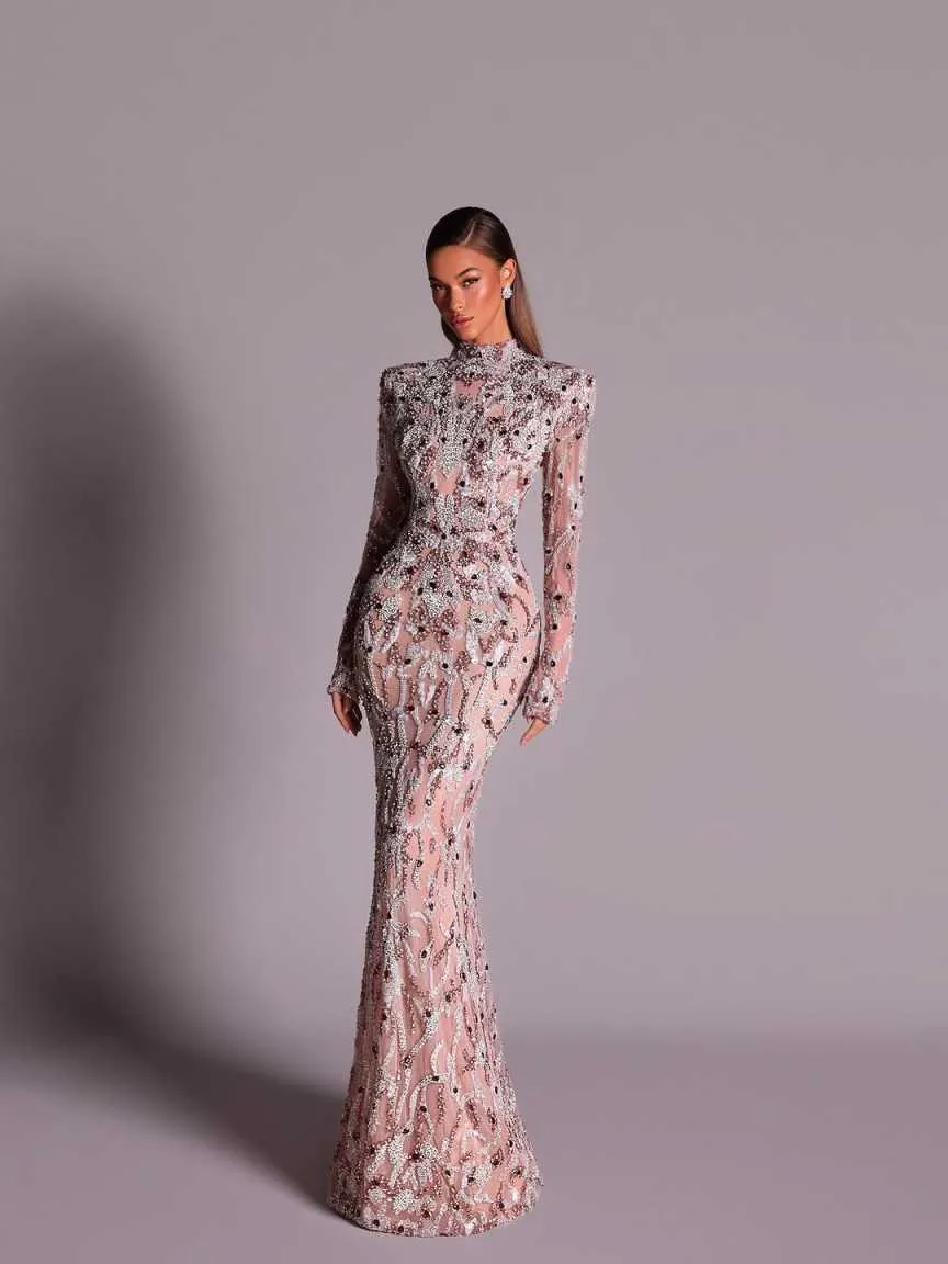 luxury custom embroidered formal dresses Red Luxury Exclusive Crystal Gowns Dresses Golden Embroidery Handwork –  Sultan Dress main image 0