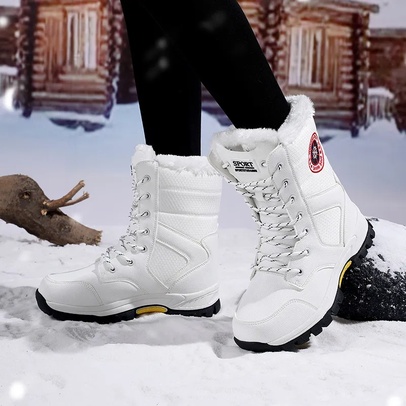 Designer-Damenstiefel, wasserdicht, Wanderstiefel für Schnee 2026, Winterstiefel, hoher Schaft, Schnürung, dicke Sohle, Outdoor-Trailstiefel_voghion.com
