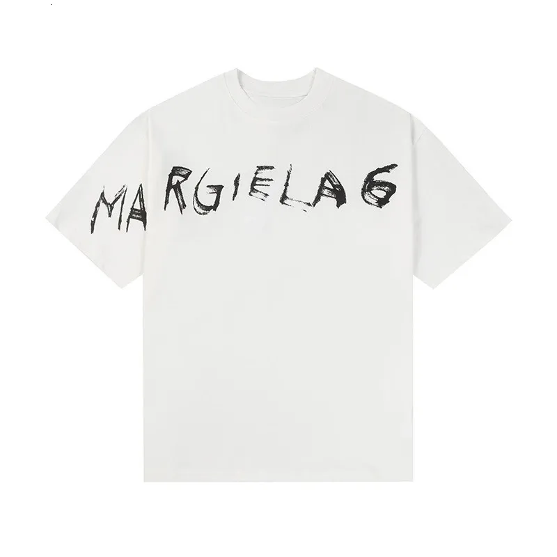 Graffiti Printed T Shirt Short Sleeve Round Neck Loose Fit Acetate