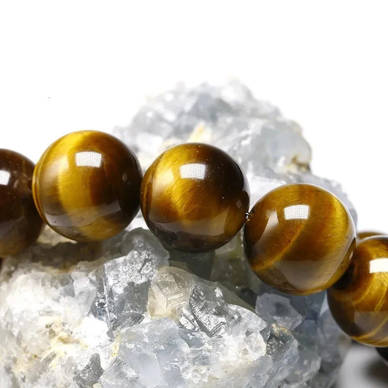 Bracciale Elastico Con Perle In Pietra Naturale Occhio Di Tigre, Gioiello Unisex Per Equilibrio E Stile Quotidiano