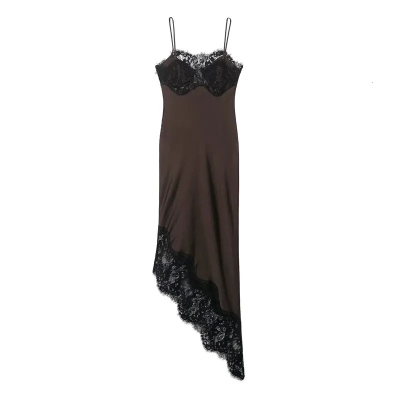 blue dress for baby girl Black Lace Cut-out Long Silk Slip Dress main image 0