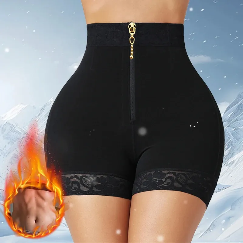 Pantaloncini Modellanti Vita Alta Con Effetto Push Up E Lacci, Donna, Shapewear