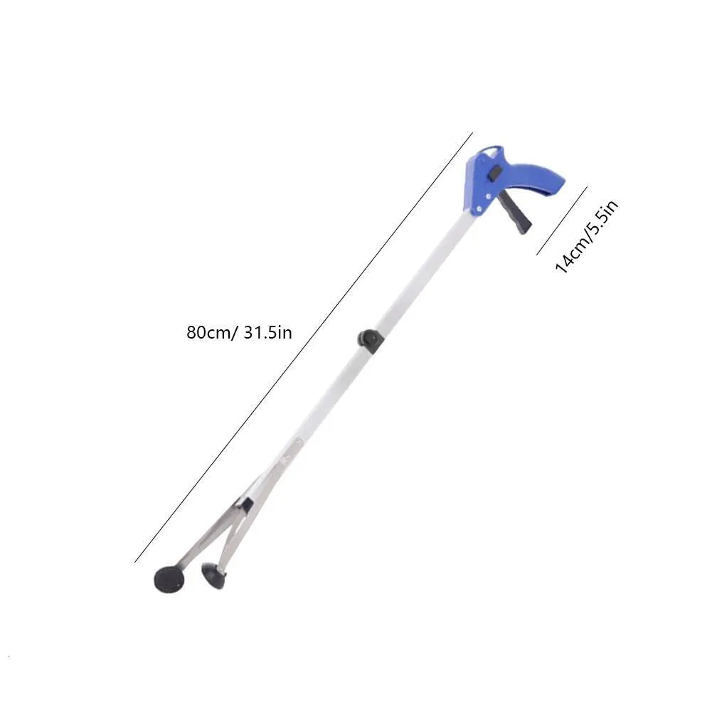 Garbage picker tool with 360-degree rotating clip and folding gripper ...