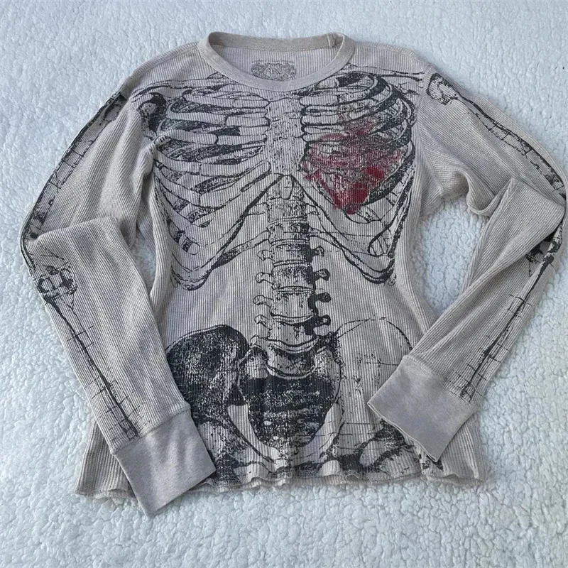 Y2K Womens Long Sleeve Graphic Tee Retro Gothic From