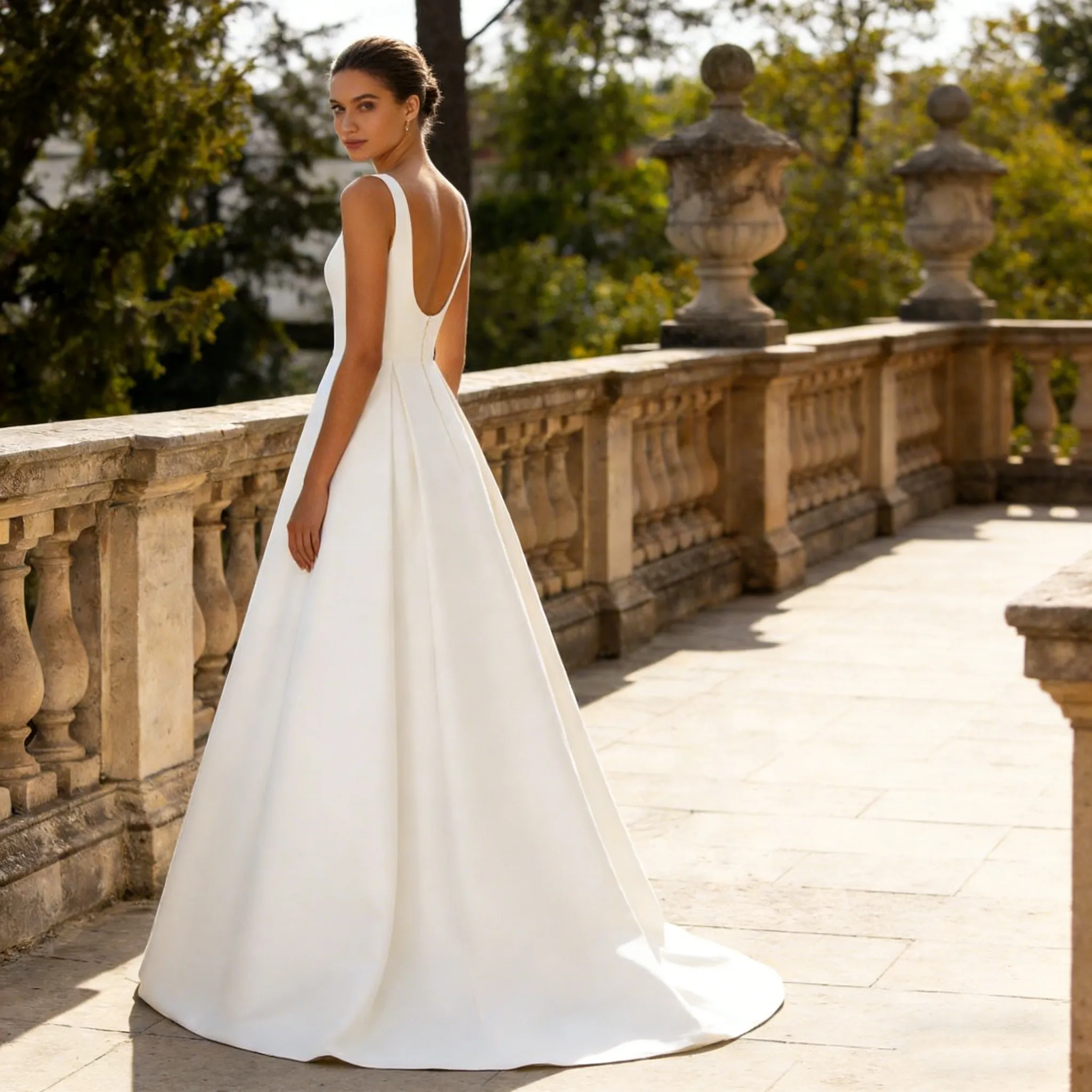 Simple Satin A Line Wedding Dresses Backless... From 87,78  | DHgate