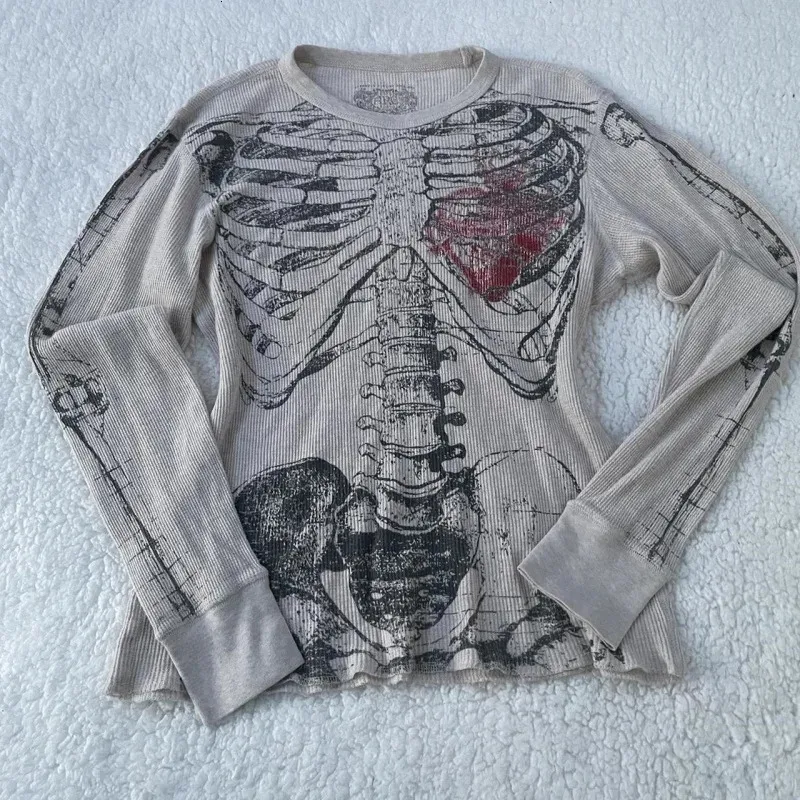 Y2K Womens Long Sleeve Graphic Tee Retro Gothic From