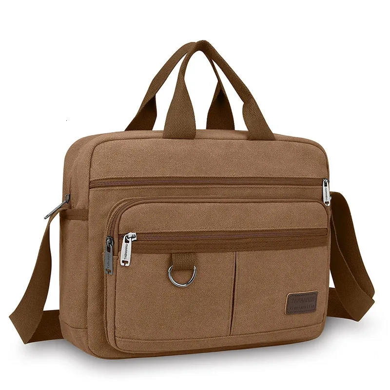 Borsa messenger vintage per computer portatile, stile retrò, marrone