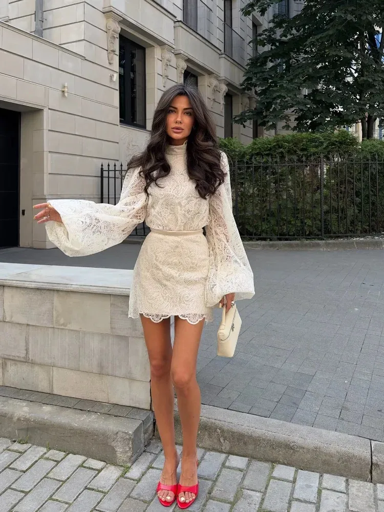 mini dress club sleeves lace SHEIN PETITE Women's Burgundy Elegant Long Sleeve Lace Trim Floral Layered Ruffle Hem Mini Club Dress,Autumn Night Out Drop Waist Birthday Party Mini Dress ,Petite Women