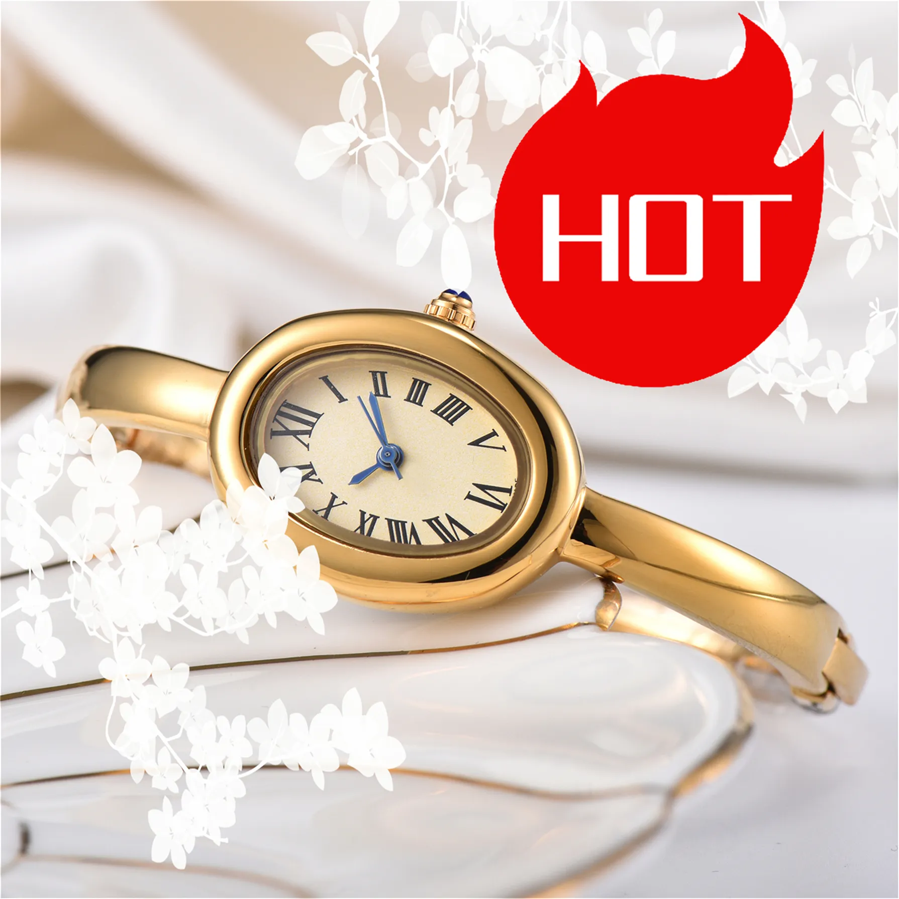 Women\'s Gold Casual Stainless Steel Oval Style Waterproof Quartz Wrist Watch S461a4139f11049508f5451a104759  main image 2
