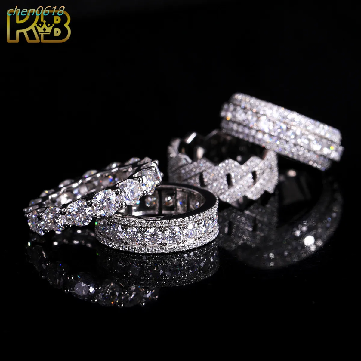 Anello in argento sterling vvs iced out moissanite uomo e donna_voghion.com
