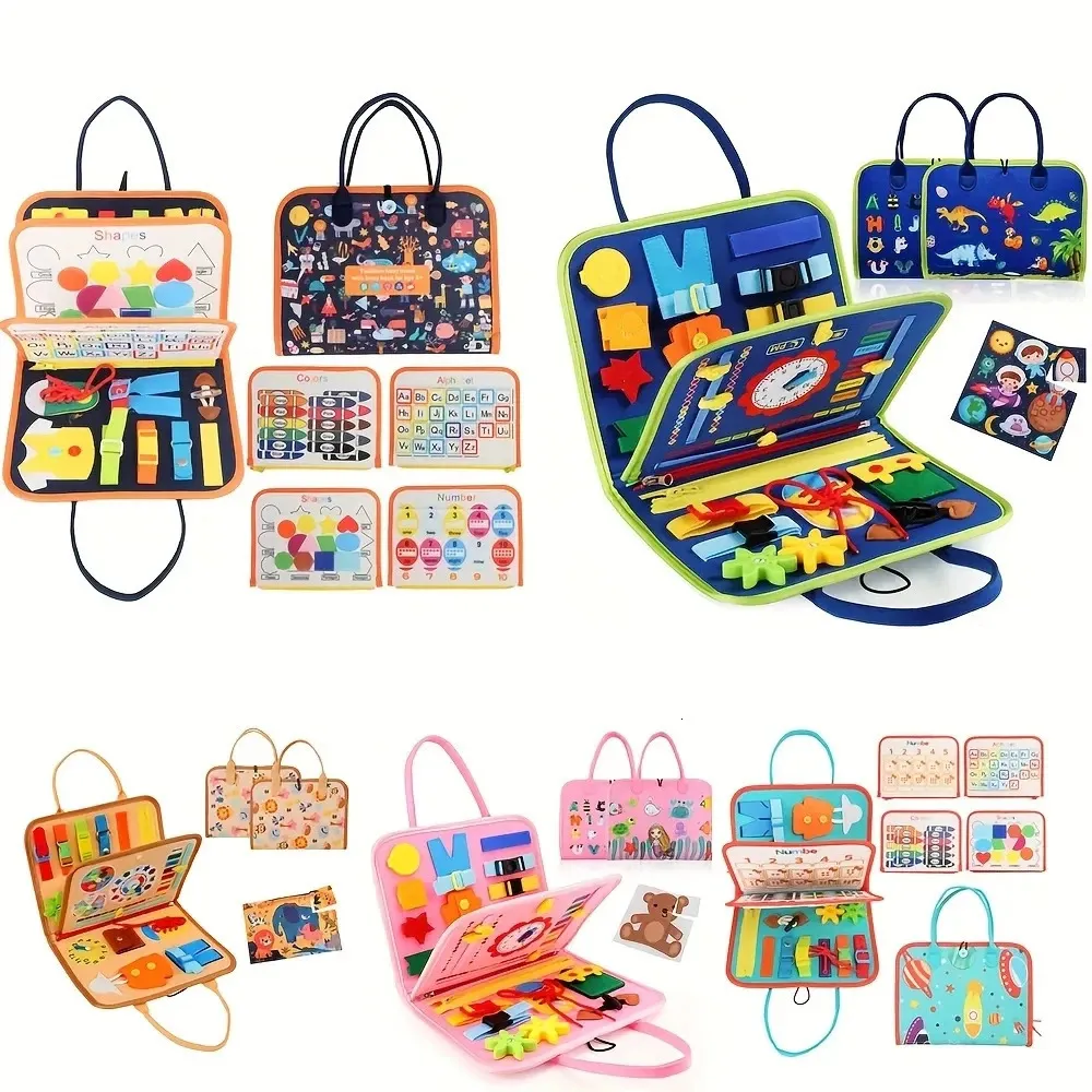 Planche Occupée 2 Pièces En Bois - Jouet Sensoriel Motricité Fine - Bricolage éducatif - Cadeau Noël Enfant - Fusée, Maison, Astronautes