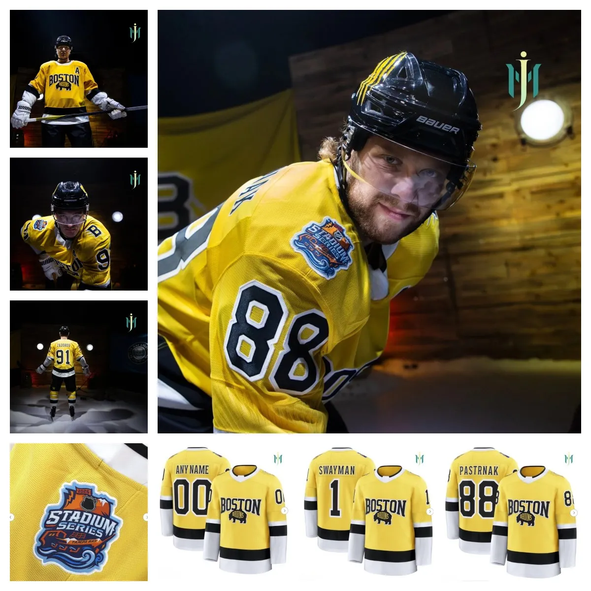 Men's Custom 2026 Marat Khusnutdinov David Pastrnak Jeremy Swayman