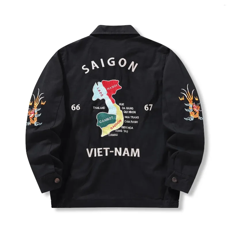Mens Casual Windbreaker Jacket with Tiger Embroidery, Zipper