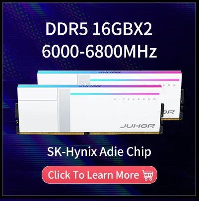 JUHOR DDR5 RGB 16GB 6000MHz Desktop PC5 DIMM Memory Module from