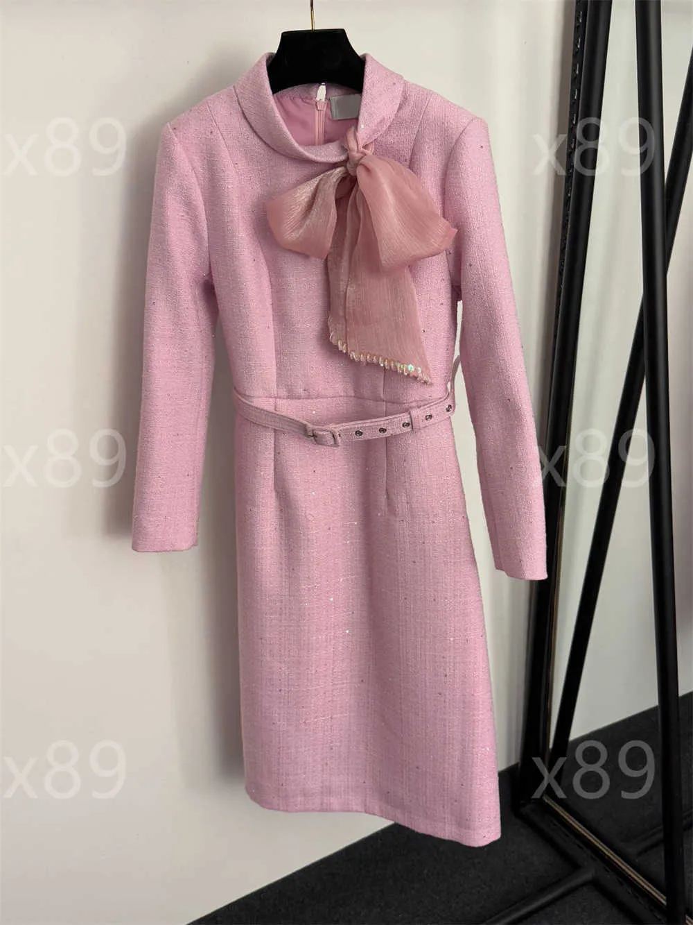 pink tweed long sleeve dress Jayleen Long Sleeve Dresses Tweed Mini Dress - Pink/combo