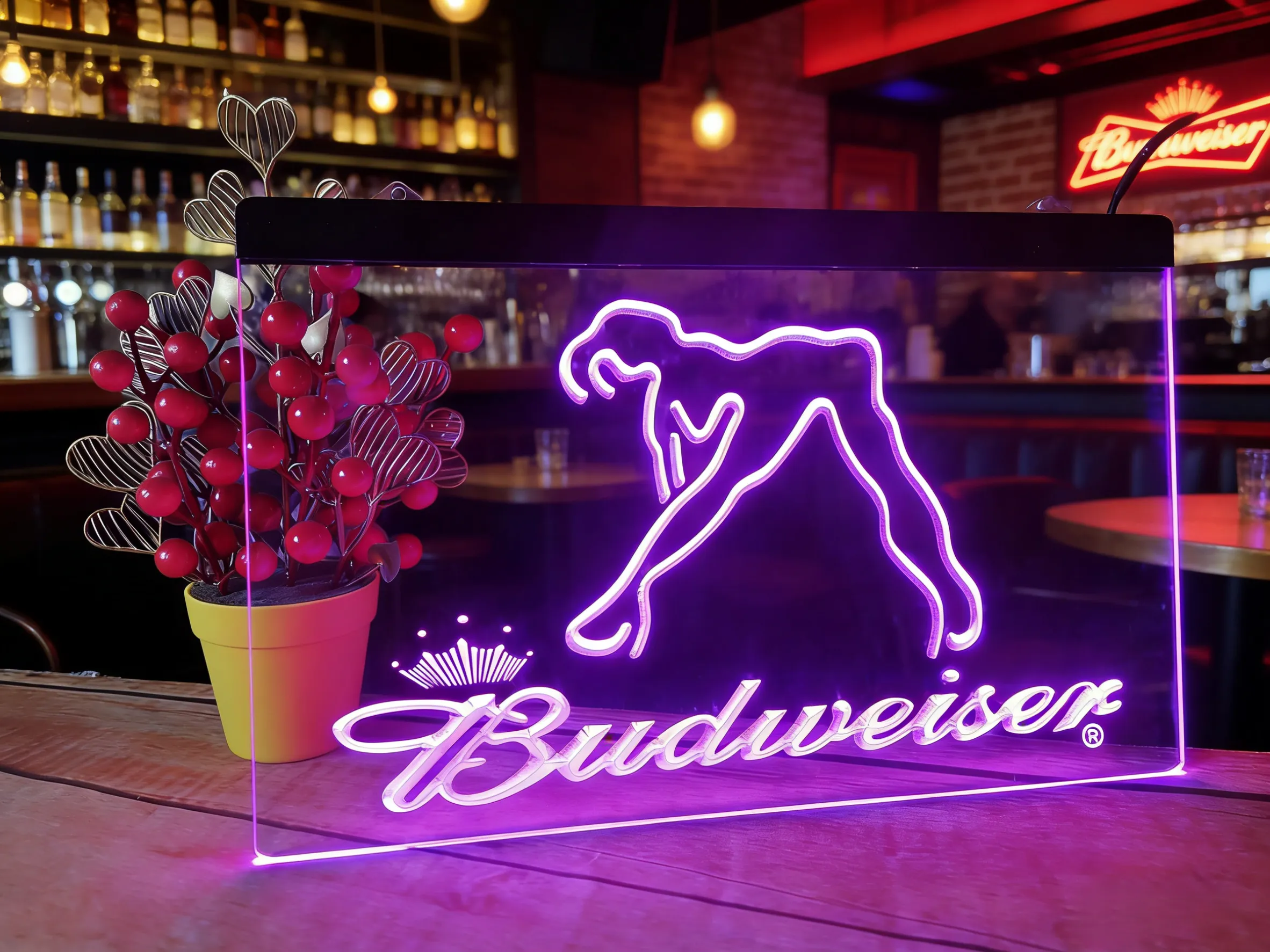バドワイザー　ネオンサイン　BAR インテリア　ガレージ　プレゼント ホームバー装飾用カスタムネオンサイン 芸術的なシルエットデザインの
