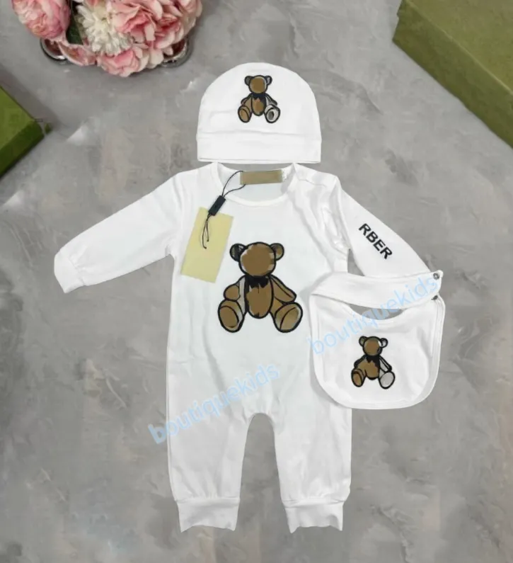 Baby Designer Romper Set Newborn Unisex Cotton Long Sleeve Jumpsuit Hat ...