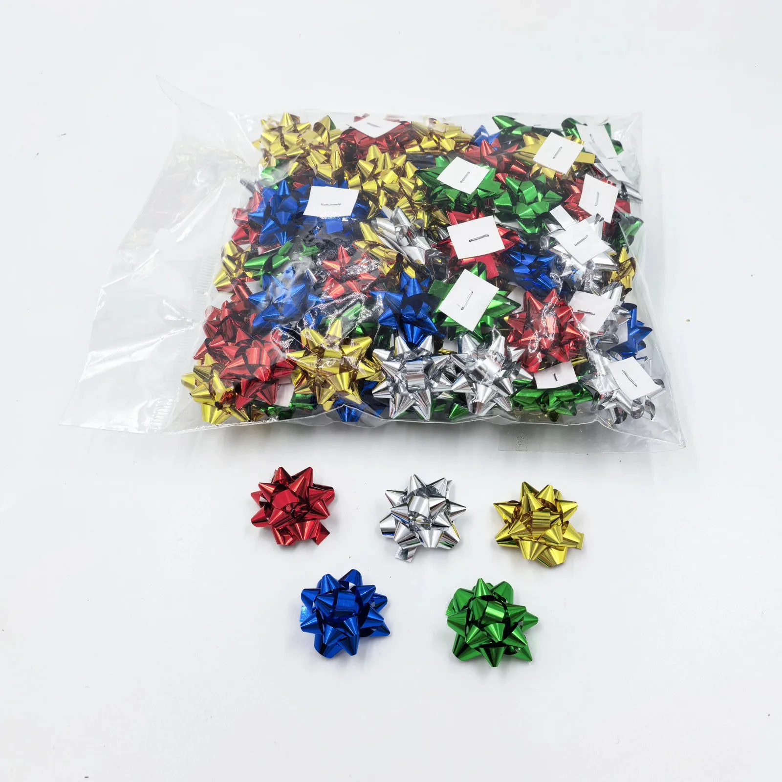 Sample Starbow 1 Inch Mini Star Bow Assorted Colors PET Ribbon Gift Bows for Christmas ...