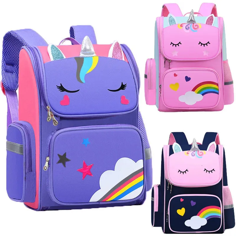 Kid Backpack for Girl Unicorn Children Bookbag Rainbow Eyes School Bag ...