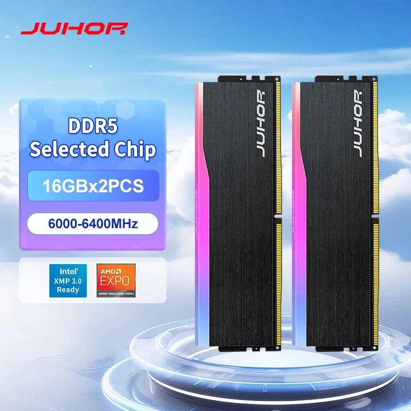 JUHOR DDR5 RGB 16GB 6000MHz Desktop PC5 DIMM Memory Module from