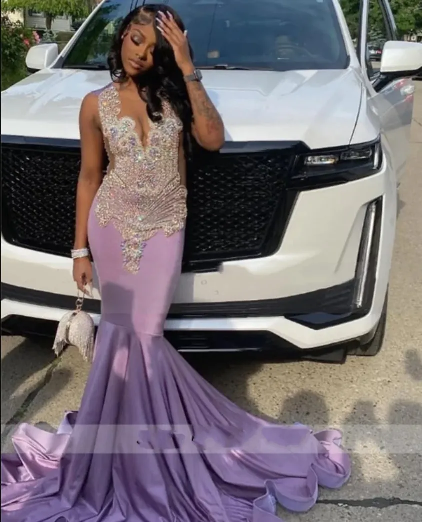 Elegant Lilac Purple Beaded Prom Dress 2026 Floor-Length Trumpet Silhouette  with Built-in Bra from Dhgate Prom Dresses - price 243.72