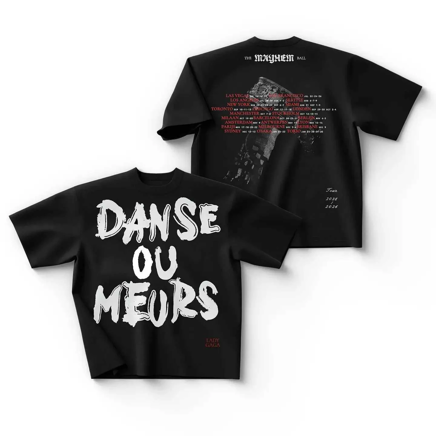 Lady GAGA Oversize Grafikli Tişört Mayhem Ball Tour Yi TL298.49