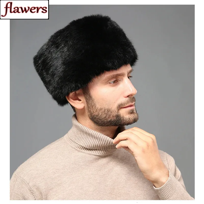 Winter Outdoor Man Rabbit Fur Hat Natural Warm Rabbit Fur Bomber Hat ...