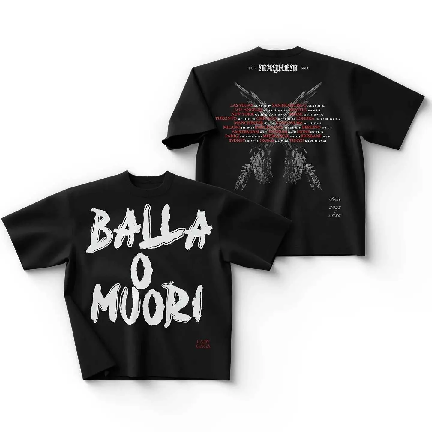 LADY GAGA 2025/2026 XL Tシャツ Lady GAGA Oversize Grafikli Tişört Mayhem Ball Tour Yi TL302.92