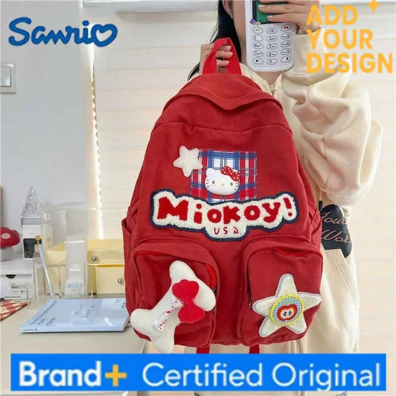 hello kitty hood backpack AI ACCESSORY INNOVATIONS My Melody for Girls, Sanrio Kawaii Bookbag, 16 Inch Anime School Bag with 3D Features, MINI Hello Kitty Backpack W/