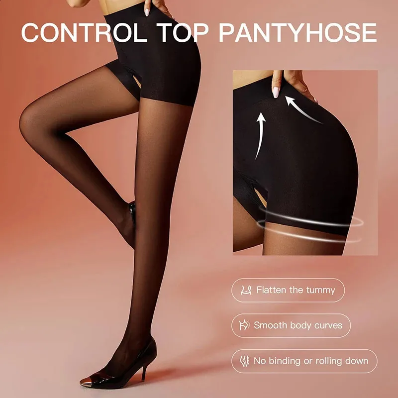 HTRUIYATY Collant Ultra Lucidi 8d Alte Vita Con Apertura Sul Cavallo Senza Cuciture Collant Per Donna Sexy Hot - Foto 6