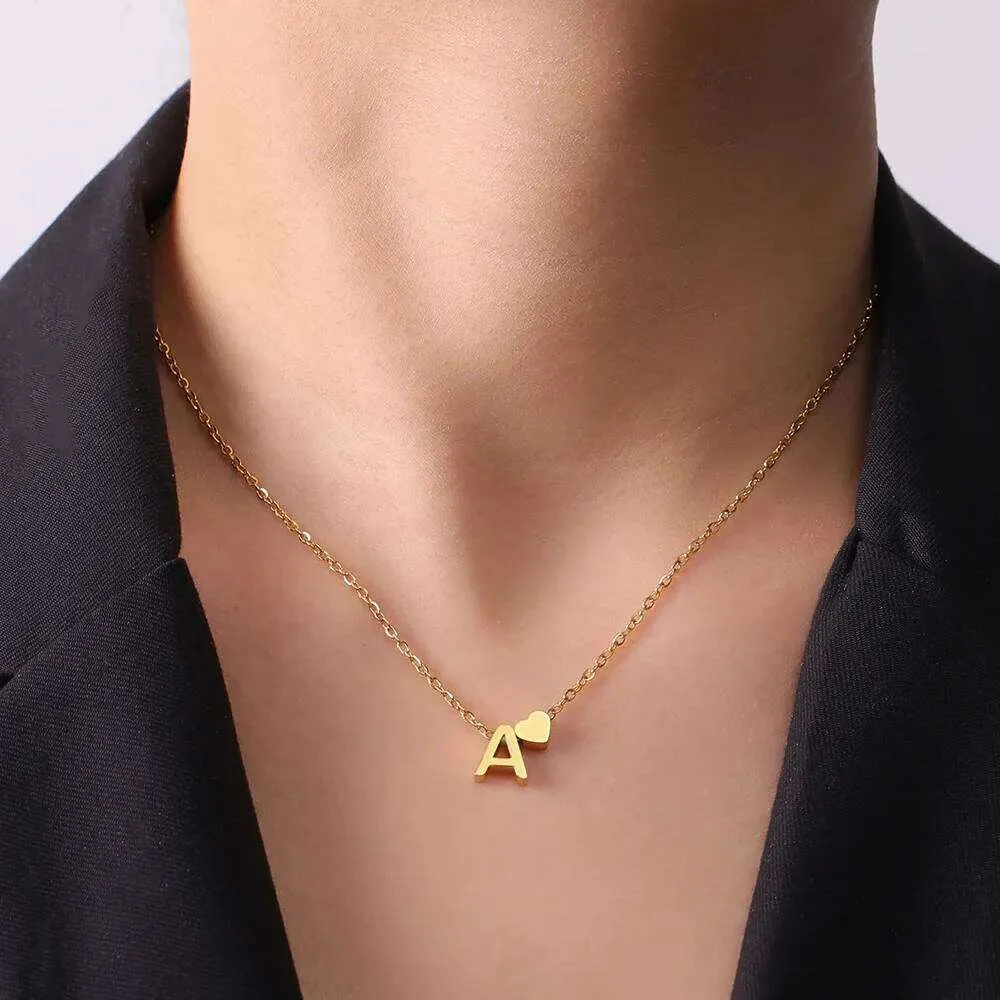 Collane da donna con lettera, collana oro in acciaio inox