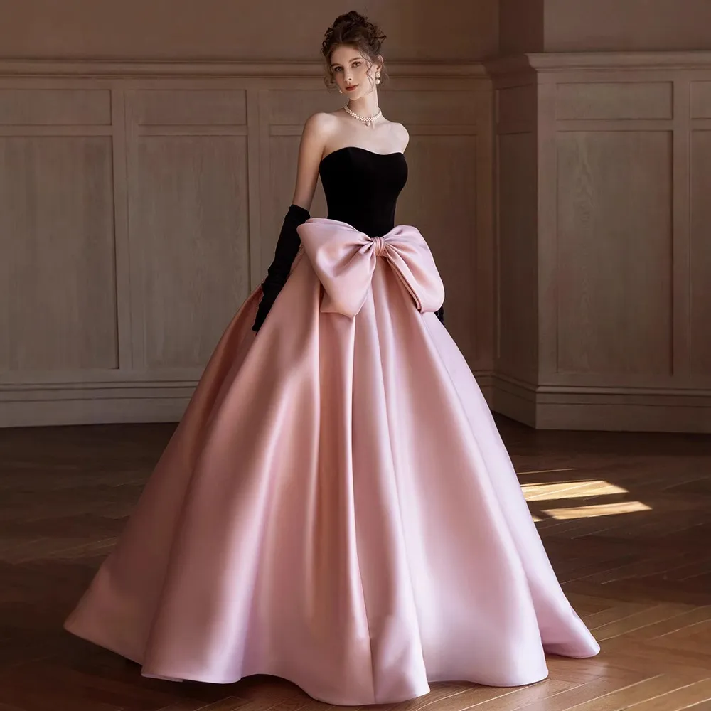 Black and Pink Velvet Satin Strapless Lace-Up Prom Dress with Bow Sash 2026  from Dhgate Prom Dresses - price 102.52