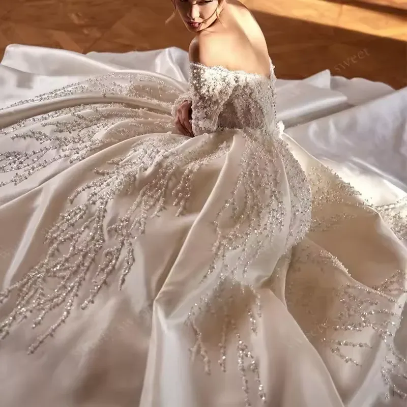 Elegant A Line Pearl Embroidery Wedding Dress 2026... From 228,87  | DHgate