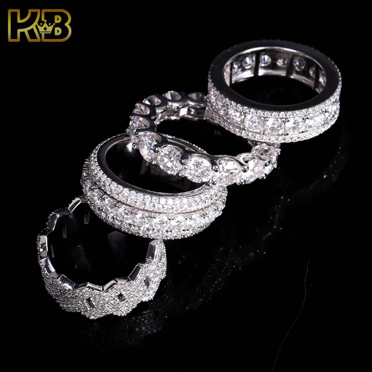 Plata Esterlina 925 VVS Estilo Hip Hop Joyera Iced Out Anillo De Lujo Ostentoso Con Moissanita Para Hombre Y Mujer_voghion.com