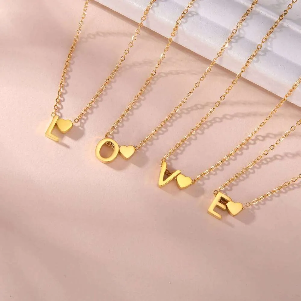 Collana Donna Con Ciondolo A Cuore E Lettera Iniziale A-Z – Acciaio Inox Oro/Argento, Regolabile, Ipoallergenica