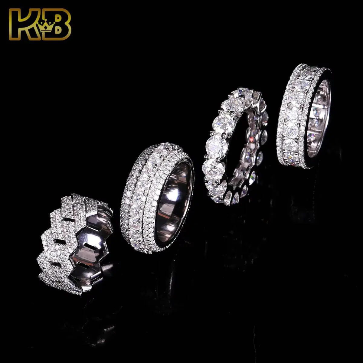 Plata Esterlina 925 VVS Estilo Hip Hop Joyera Iced Out Anillo De Lujo Ostentoso Con Moissanita Para Hombre Y Mujer_voghion.com