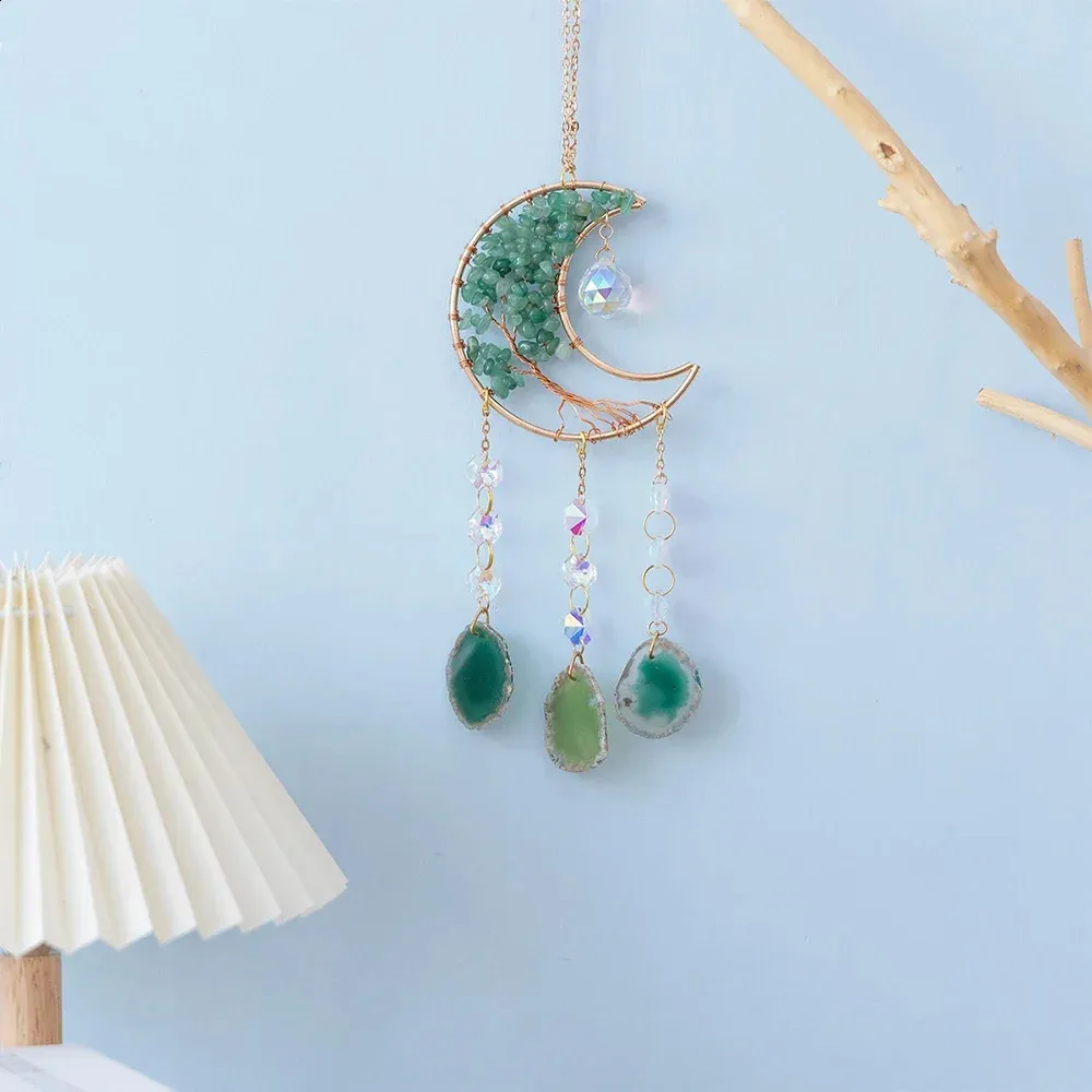 Acchiappasogni Da Parete Acchiappasogni Lunare Con Piume - Decorazione Parete, Nero E Blu, Artigianale, Regalo Per Casa, Bambini, Adulti Decorazione Parete Stile Bohémien