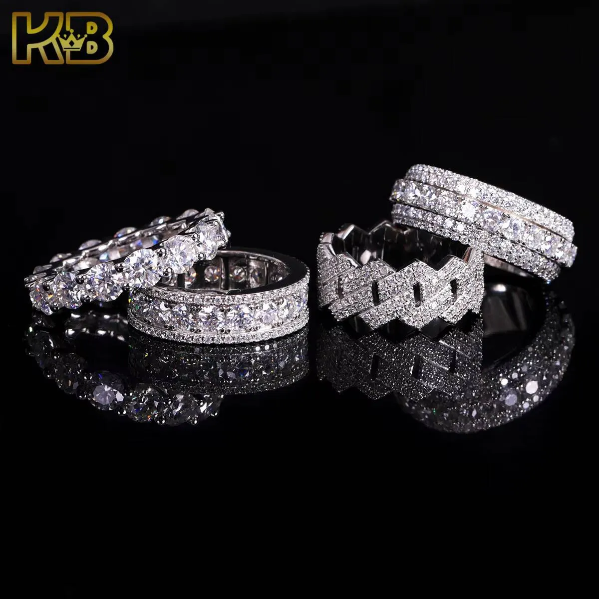 Plata Esterlina 925 VVS Estilo Hip Hop Joyera Iced Out Anillo De Lujo Ostentoso Con Moissanita Para Hombre Y Mujer_voghion.com