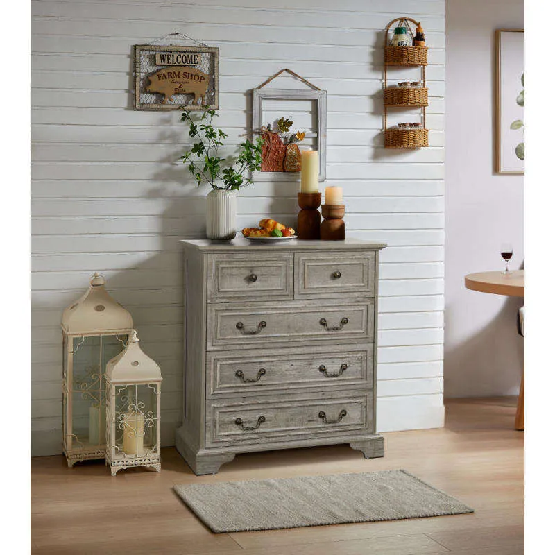 Farmhouse 5 Drawer Rustic Dresser Natural Texture... From Dh1499868,  $111.74 | DHgate.Com