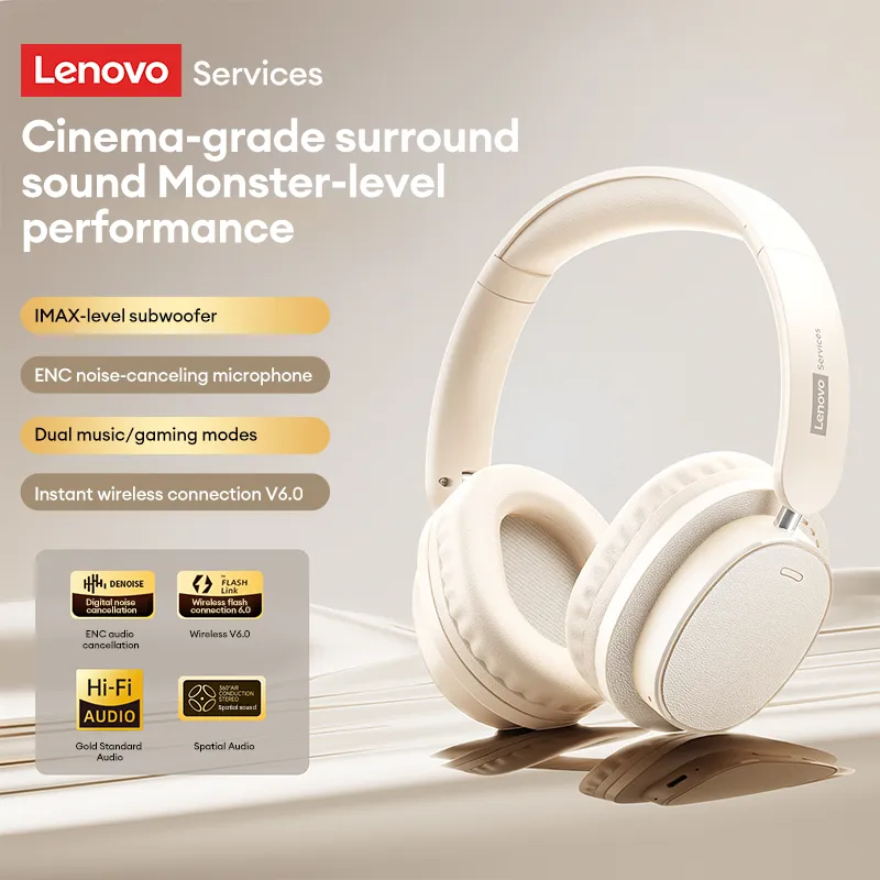 Auriculares Bluetooth 6.0 Lenovo LS105 - Cancelación Ruido Inteligente - Diseño Ergonómico Cómodo - Auriculares Gaming Resistente para Música y Ordenador 2025